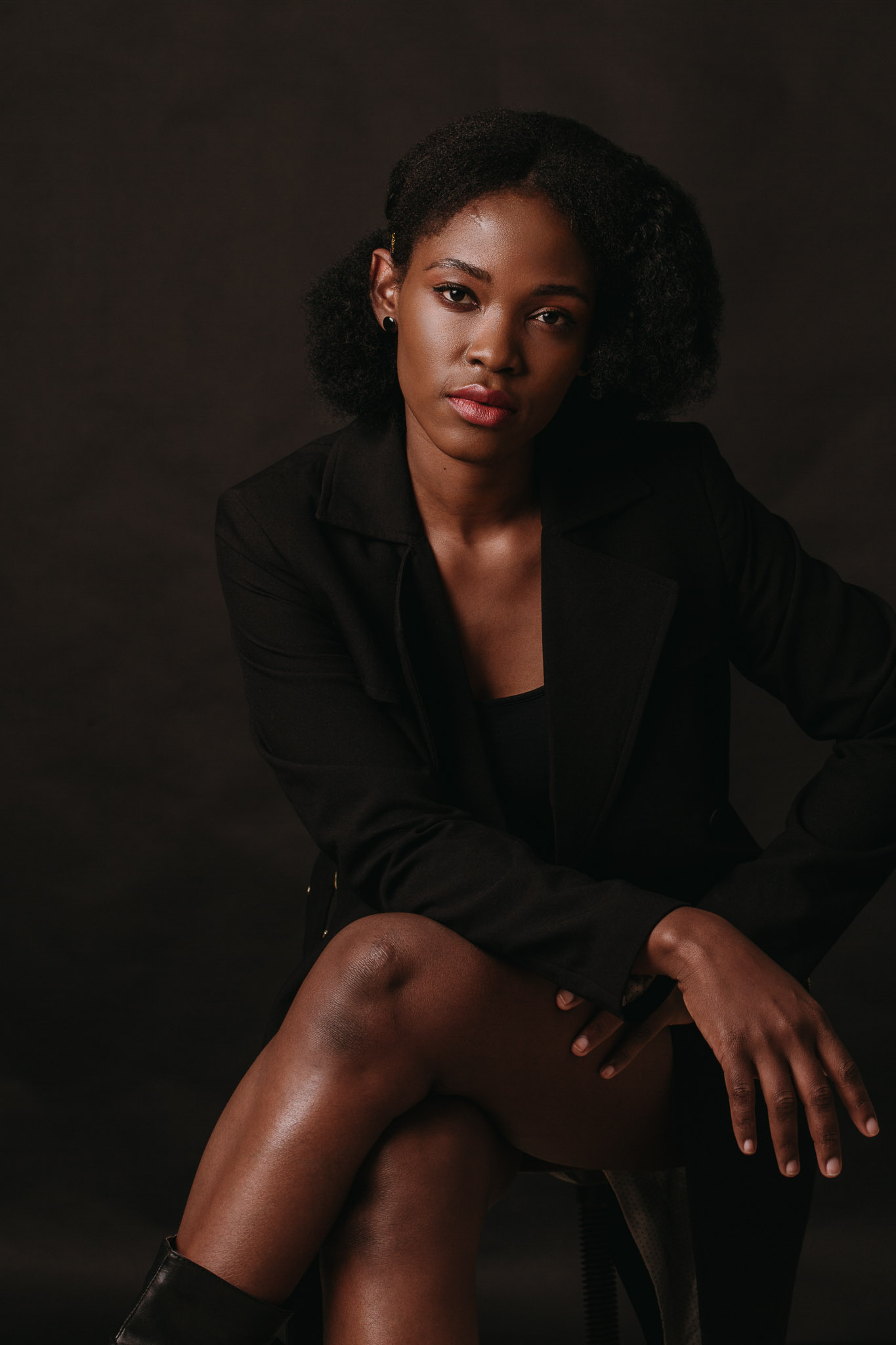 Woman portrait on black background